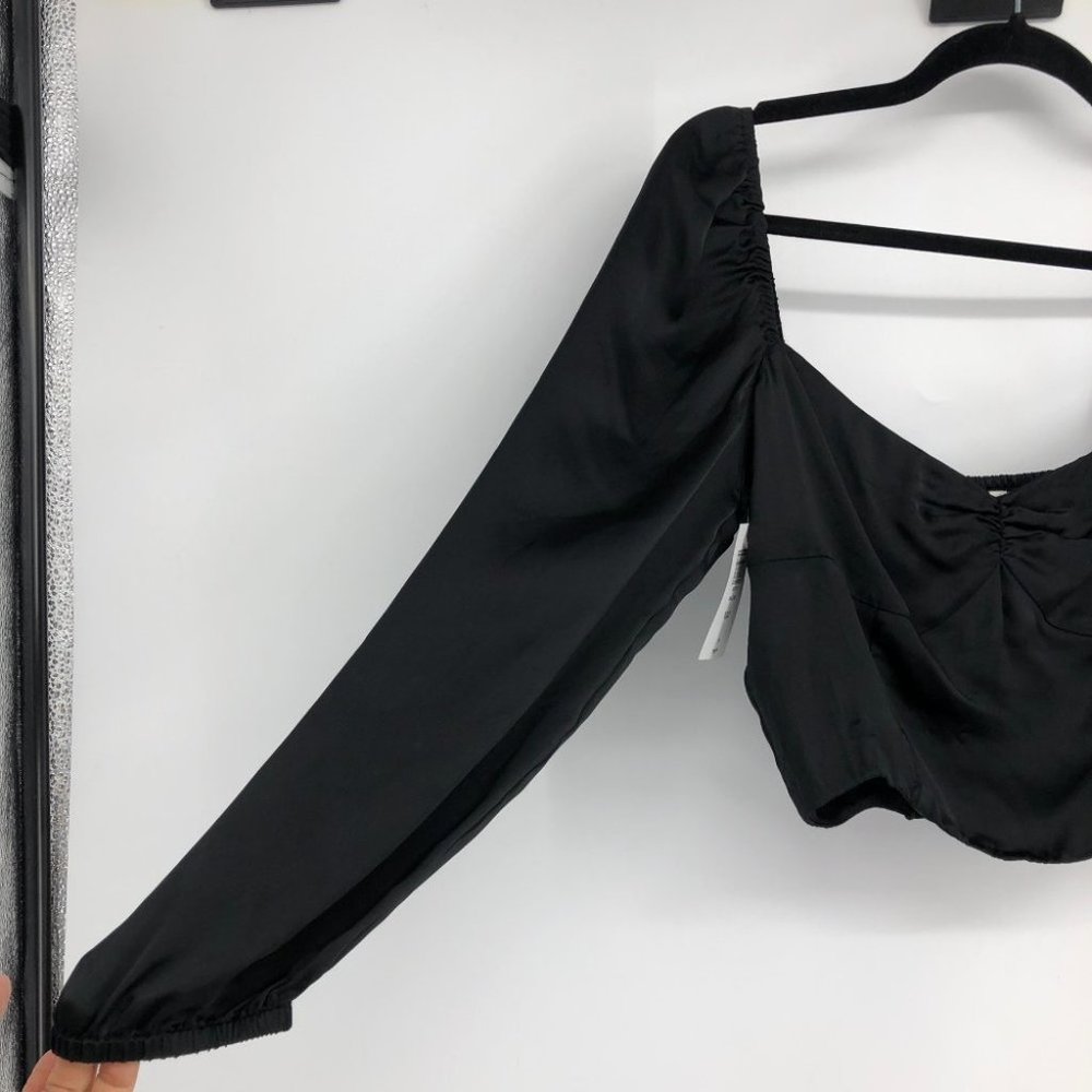 NWT Aritzia Sunday Best Black Satin Sweetheart Billie Blouse size 6 - Picture 9 of 16